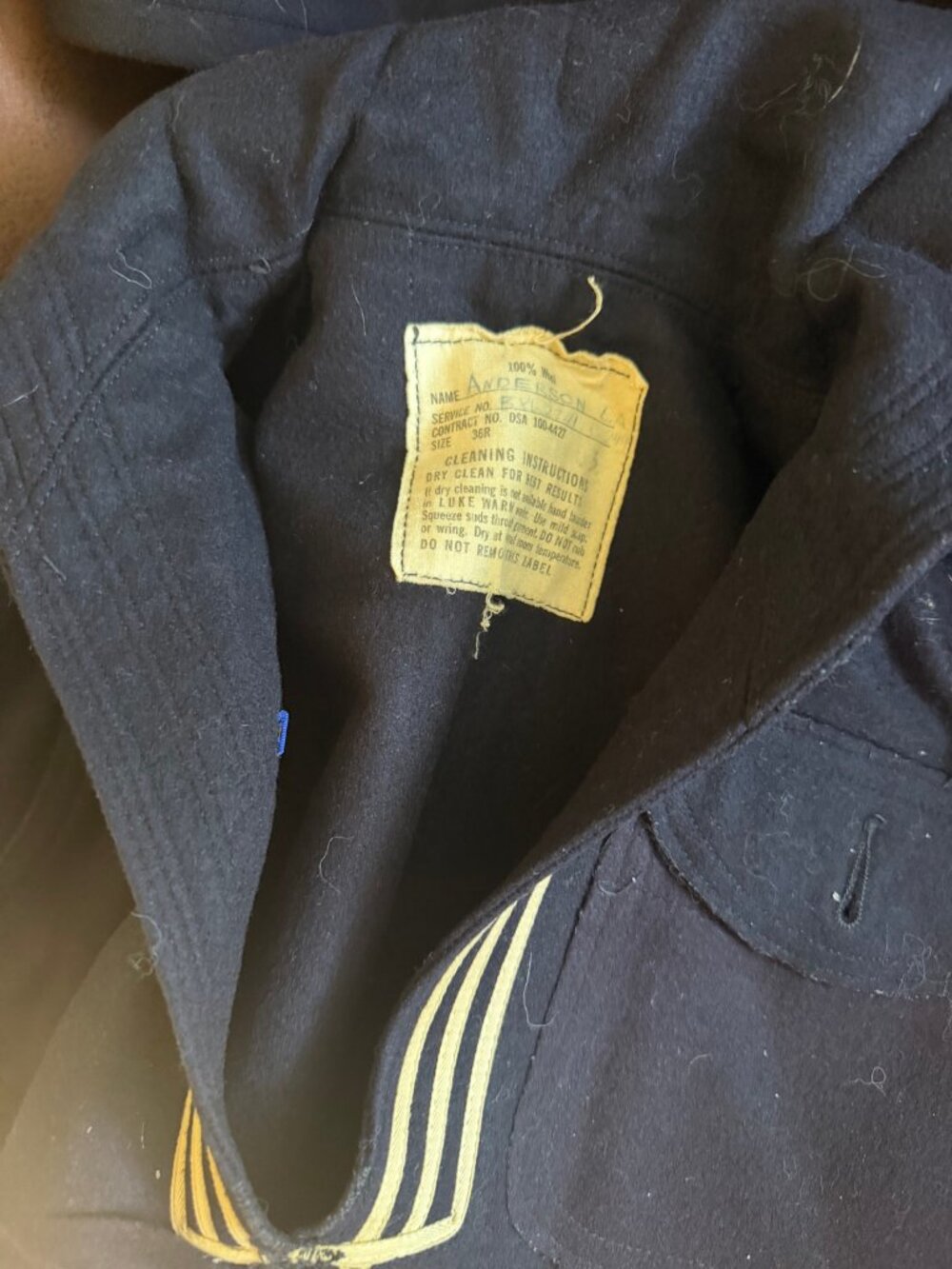 Vietnam Era US Navy Uniform Lot - Peacoat, Crackerjack Jumper, Caps - Named